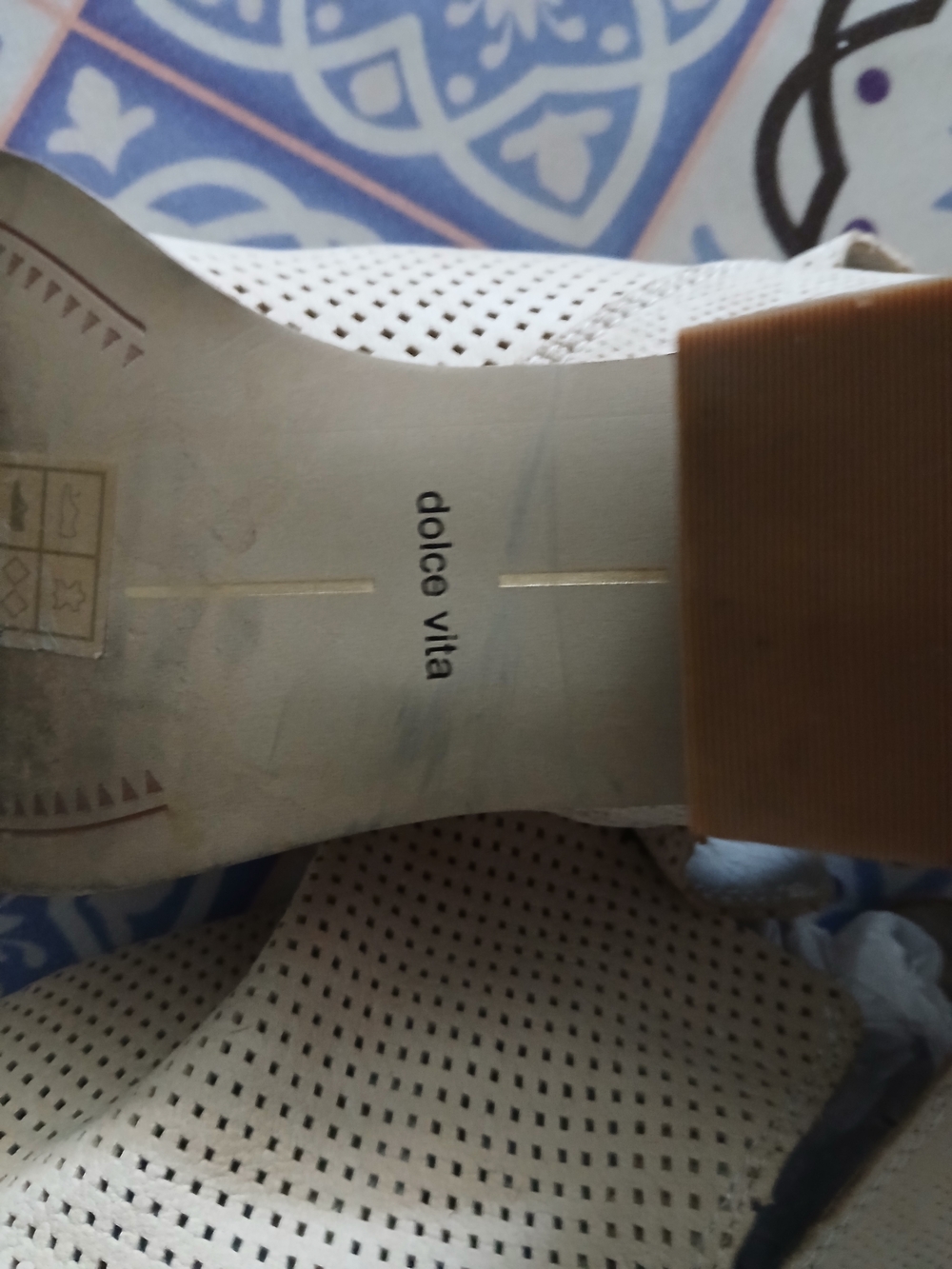 Dolce Vita Perforated Light Beige Slip-On Ankle Booties - Picture 2 of 4